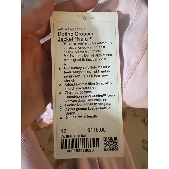 NWT Lululemon Define Cropped Jacket Nulu Strawberry Milkshake Size 12 - Picture 7 of 7